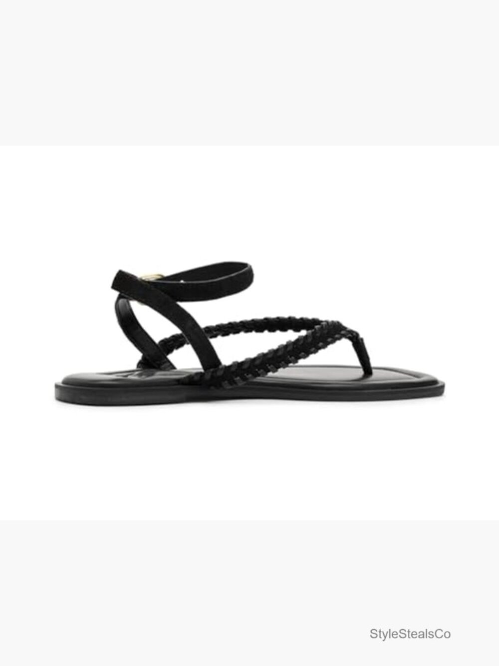 Leather Square Toe Sandals with Adjustable Buckle - Picture 2 of 6